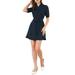 Allegra K Women's Ruffle Neck Short Sleeve Tie Waist Shirt Dress