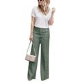 Women Wide Leg Pants Casual High Waist Palazzo Pants OL Button Long Pants Cotton Linen Trousers S-3XL