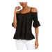 MICHAEL KORS Womens Black Cut Out Cold Shoulder Spaghetti Strap Scoop Neck Top Size S