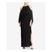 RALPH LAUREN Womens Black Ruffled Pleated Kimono Sleeve Jewel Neck Maxi Dress Size 2