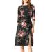 Allegra K Junior's Floral Print Split Back Keyhole Round Neck Dress