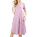 Womens & Plus Round Neck Short Sleeve Knee Length A-Line Swing Trapeze Dress