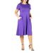 24seven Comfort Apparel Plus Size Short Sleeve Midi Skater Dress With Pockets