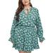 Colisha Plus Size Women Floral Print Mini Dress Flowy V Neck Boho Sundress Long Sleeve A-Line Casual Dress Summer Beach Vacation Baggy Sundress