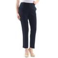 TOMMY HILFIGER Womens Navy Pocketed Hidden Closure Pinstripe Straight leg Wear To Work Pants Size: 8
