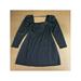 DANIELLE BERNSTEIN Womens Black Cut Out Silk Pouf Square Neck Short Shift Evening Dress Size S