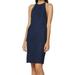 FAME AND PARTNERS Womens Navy Lace Halter Below The Knee Sheath Dress Size 4