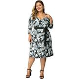 Agnes Orinda Women's Plus Size Sweetheart Neck Belted Wrap Dress