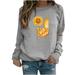 Lanhui Womens Winter Winter Womens Casual Tops Ladies Sunflower Print Sweatshirt Blouse Tee Sweater Womens Sweatshirts & Hoodies