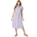 Woman Within Women's Plus Size Striped Short-Sleeve Dress