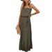 Avamo Women Ruffle Dress Strapless Tank Dress Solid Color Pleated Maxi Dress Casual Loose Summer Dress