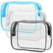 Clear Cosmetic Bag, Packism TSA Approved Clear Makeup Bag with Zipper Travel Clear Toiletry Bag, Beauty Quart Size Bag Carry on Airport Airline Compliant Bag, 3 Pack, Black White Blue