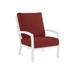 Tropitone Muirlands Patio Chair w/ Cushions in Red/White/Brown | 39.5 H x 27.5 W x 33 D in | Wayfair 612011_SNO_Canvas Henna