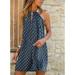 New Women's Plus Size Print Grid Steel Ring Halter Loose Strapless Casual Mini Dress