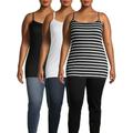 Terra & Sky Women's Plus Size Everyday Essential Tunic Length Cami, 3-Pack