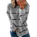 Women's Casual Long Sleeve O Neck Tie Dye Stripes Print Pullover Blouse Sweatshirt