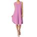 TheMogan Women's S~3X Sleeveless Trapeze Jersey Knit Pocket T-Shirt Tank Dress