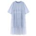 Summer Dress Women Fresh Style O-Neck Short Sleeve Letter Print Mesh Stitching Ball Gown Loose Dresses vestidos de verano