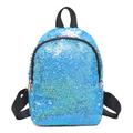 Chinatera Laser Travel Backpacks Women School Bags Sequins Leather Knapsack (Blue)