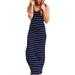 Womenâ€™s Sleeveless Striped Scoop Neck Party Beach Sundress Loose Long Dresses