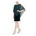 SLNY Womens Green Short Sleeve Jewel Neck Knee Length Sheath Evening Dress Size 4