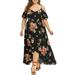 Mchoice Plus Size sexy dresses Casual Short Sleeve Cold Shoulder Boho Flower Print Long Dress sundress maxi dress for women