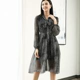 Summer Star Print Semi-permeable Chiffon Swing Dress Women Black Lace Dress