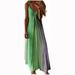 Dress for Women Tie Dye Colorful Sexy Sleeveless V Neck Maxi Dress Summer Casual Sundress Beach Party Long Dress Green M