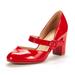 DREAM PAIRS Women' Fashion Closed Toe High Heel shoes Wedding Dress Pump shoes CHARLEEN RED/PAT Size 5.5