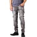 Ma Croix Mens Faded Washed Slim Biker Denim Jeans