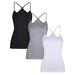 Boao 3 Pieces Women Camisoles Seamless Basic Stretch Cami with Y-back Spaghetti Strap Tank Tops, 3 Colors (L Size)