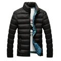 Men Retro Solid Color Thick Cotton Winter Stand Collar Down Zipper Bomber Jacket Casual Coat