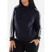 Womens Juniors Long Sleeve Navy Hoodie - Cozy Hooded Sweater - High Neck Outwear Sweater 10058N