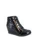 Peggy-44 Women's Glitter Metallic Lace Up Low Top Low Wedge Fashion Sneaker Shoes