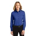 Port Authority Adult Female Women Plain Long Sleeves Shirt Royal/Cl Navy Small