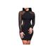 LA HIEBLA Women Long Sleeve Bodycon Dress Party Cocktail Club Short Mini Dress