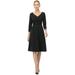 Ever-Pretty Womens Sexy V-neck Pleated Long Sleeve Midi A-line Work Dress Black 10024 Medium