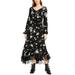 American Rag Juniors Black White Floral-Print Ruffled Tie Waist Maxi Dress S