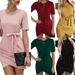 WomenÂ´s Short Sleeve Mini Dress, Casual Crew Neck Short Sleeve T Shirt Dress with Belt