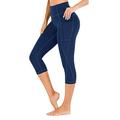 MAWCLOS Womens Solid Running Training Capri Pants with Pockets Stretch Slim Butt Lift Workout Trousers Sportswear Activewear