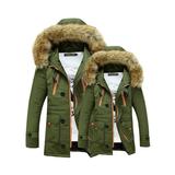 Plus Size Couple Single Breasted Pea Coat Women Men Winter Warm Parka Thicken Jacket Zipper Hooded Overcoat Anorak Coat Outerwear