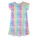 HDE Girl's Sleep Shirt Dress Short Sleeve Pajamas Unicorn Nightgown Nightshirt (Rainbow Tie Dye, 7-8)