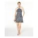 BLONDIE Womens Gray Metallic Sleeveless Halter Mini Fit + Flare Cocktail Dress Size 5