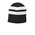 Port Authority Adult Unisex Strpies Beanie Black/White One Size Fits All