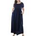 Colisha Womens Plus Size Party Dress Long Dress Women Lady Casual Short Sleeve O Neck Maxi Dresses with Side Pockets L-5X