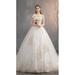 New Wedding Dress Off The Shoulder Half Sleeve Wedding Gown Lace Applique Color: off white floor, US Size: 2