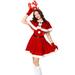 Binpure WomenÂ´s Christmas Costume, Red Hooded Cape + Strapless Tube Dress + Belt + Gloves + Antler Headband Set