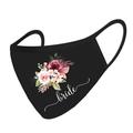 Andaz Press Wedding Face Mask, Burgundy and Pink Floral Bride Design, Black Cloth Face Masks with 1 Replaceable PM 2.5 Filter