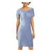 ULTRA FLIRT Womens Blue Zippered Short Sleeve V Neck Above The Knee Body Con Dress Size M