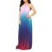 Sexy Dance Women Summer Chiffon Halter Neck Maxi Dress Gradient Color Long Dresses Backless Beach Sundress